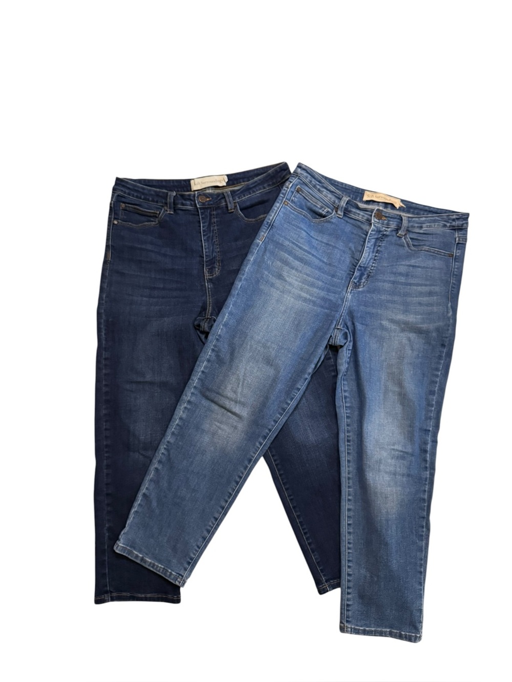 LOT OF 2 - Soft Surroundings 2CW57 Ultimate Straight Cropped Jeans Size 12